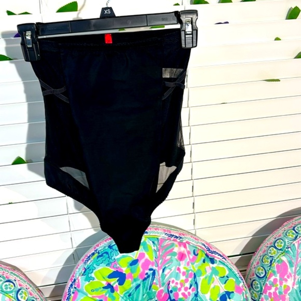 SPANX black waist shaper girdle with sheer side panels